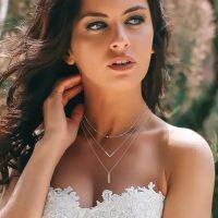 wholesale 925 Sterling Silver Boho Layered Necklace with Triangle and Vertical Bar Pendants Christmas s for Women-Bar