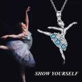 wholesale Sterling Silver Austrian Birthstone Crystal Ballerina Necklace Ballet Dancer Pendant Gift-0-4