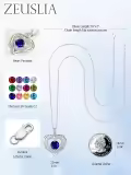 wholesale S925 Sterling Silver & 18K White Gold Plated Sapphire Birthstone Necklace - I Love You Always Forever Engraved Romantic Gift for Women-0-2