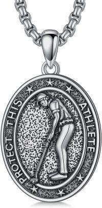 wholesale Sterling Silver Sport Necklace for Men Women Baseball Soccer Hockey Football Basketball Taekwondo Tennis Golf Runner Pendant Jewelry Gift-Golf Necklace
