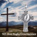 wholesale 925 Sterling Silver Football Design Cross Pendant Necklace for Men & Women - Hip Hop s-0-2