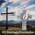 wholesale 925 Sterling Silver Football Design Cross Pendant Necklace for Men & Women - Hip Hop s-0-2