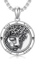 wholesale 925 Sterling Silver Jesus Face Pendant Necklace Christian Religious s for Women Men-0-0