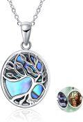 wholesale 925 Sterling Silver Abalone Shell Heart Tree of Life Photo Locket Pendant Necklace for Women Wife Girlfriend Gift 48cm Chain Length-0-0