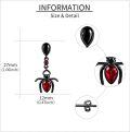 wholesale Black 925 Sterling Silver Spider Teardrop Dangle Earrings - Gothic Halloween  for Her-0-3