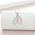 wholesale 925 Sterling Silver Heart-Shaped Tennis Player Pendant Necklace - Be Strong and Be Yourself Inspiration Jewelry for Women & Girls-0-1