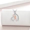 wholesale 925 Sterling Silver Tennis Player Heart Pendant Necklace Rose Gold Cubic Zirconia-0-1