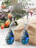 wholesale 925 Sterling Silver Teardrop Paua Shell Leverback French Wire Bohemian Drop Earrings-0-4