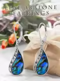 wholesale 925 Sterling Silver Teardrop Paua Shell Leverback French Wire Bohemian Drop Earrings Wholesale-0-4
