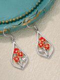 wholesale 925 Sterling Silver Pink Lily of the Valley Drop Earrings-0-30