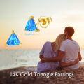 wholesale 14K Gold Triangle Blue Opal Stud Earrings Solid Gold Jewelry for Women-0-5