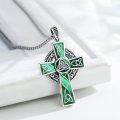 wholesale 925 Sterling Silver Malachite Celtic Knot Cross Pendant Necklace  Norse Viking Jewelry for Men Women-0-3