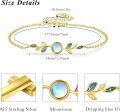 wholesale Rose Gold 925 Sterling Silver Blue Moonstone Leaf Charm Bracelet for Women's Gifts-0-6