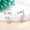 wholesale 925 Sterling Silver Leaf Ear Cuff Earrings Non Piercing Clip on Cartilage Mother's Day s for Women-0-2