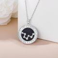 wholesale 925 Sterling Silver Aquarius Zodiac Sign Constellation Pendant Necklace with Black Glitter Stone and Cubic Zirconia for Women & Men-0-2