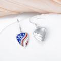 wholesale Silver Metal American Flag Guitar Pick Drop Dangle Hook Earrings USA Jewelry for Women Girls 925 Sterling Silver Hypoallergenic Gift Boxed-0-2