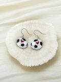 wholesale 925 Sterling Silver Soccer Ball Earrings With Red Heart Detailing-0-2