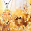 wholesale 925 Sterling Silver Amber Honeybee & Flower Pendant Necklace for Women Girls-0-2