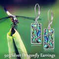 wholesale 925 Sterling Silver Dragonfly Inlaid Abalone Shell Leverback Drop Earrings-0-2