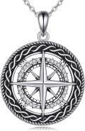 wholesale 925 Sterling Silver Compass Pendant Necklace with Celtic Knot Design and Cubic Zirconia Elements for Women's Fashion Jewelry-0-0