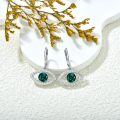 wholesale 925 Sterling Silver Evil Eye Earrings With Green Gem And White Diamonds-0-1