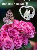 wholesale 925 Sterling Silver Butterfly & Rose Heart Pendant Necklace for Women-0-5