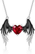 wholesale 925 Sterling Silver Red Heart Winged Guardian Angel Locket Necklace for Women and Girls' Gifts-0-0