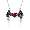 wholesale 925 Sterling Silver Red Heart Winged Guardian Angel Locket Necklace for Women and Girls' Gifts-0-0