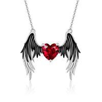 wholesale 925 Sterling Silver Red Heart Winged Guardian Angel Locket Necklace for Women and Girls' Gifts-Angel Wings-A