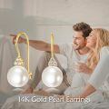 wholesale 14K Solid Gold White Pearl and Cubic Zirconia Dangle Drop Earrings for Women-0-5