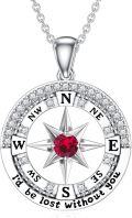 wholesale Sterling Silver Compass Birthstone Necklace  I d Be Lost Without You Pendant Jewelry for Women-0-0