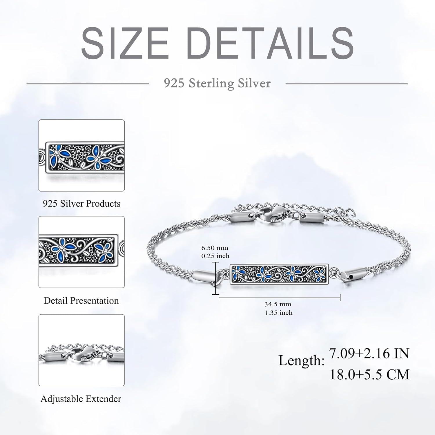 Sterling Silver Butterfly Bracelet for Women-0-4