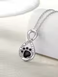 TOUPOP Sterling Silver Paw Cross Pet Ashes Cremation Jewelry Necklace w/Filler Kit-0-1