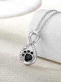 TOUPOP Sterling Silver Paw Cross Pet Ashes Cremation Jewelry Necklace w/Filler Kit-0-1