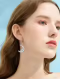 TOUPOP Sterling Silver Moon Flower Daisy Drop Dangle Earrings For Women-0-3