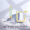 wholesale 925 Sterling Silver Gold Plated Opal Square Hoop Stud Earrings for Women and Teen Girls-0-1