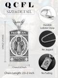 wholesale 925 Sterling Silver St. Benedict Medal Pendant Necklace  - Mens Religious Jewelry with Cross and Protective Charm-0-1