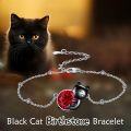 wholesale 14K Gold Pink Crystal Black Cat Pendant Necklace for Women Cats Lover-0-293
