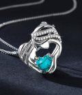 wholesale 925 Sterling Silver Mother Holding Baby Turquoise Stone Heart Pendant Necklace Gift for Mom-0-3