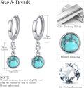wholesale 925 Sterling Silver Turquoise Small Hoops Earrings Hypoallergenic for Sensitive Ears-0-2