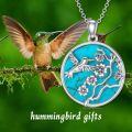 wholesale 925 Sterling Silver Heart-Shaped Hummingbird & Flower Pendant Necklace with Rose Gold Accents and CZ Stone-0-4