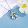 wholesale 925 Sterling Silver Moon Highland Cow Pendant Necklace with Abalone Shell and Gold Plated Accents-0-2