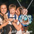 wholesale 925 Sterling Silver Blue Crystal Heart Aunt Pendant Necklace Gifts for Women-0-1