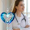 TOUPOP Sterling Silver Crystal Stethoscope Heart Necklace For Nurse Doctor-0-1