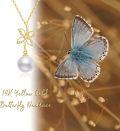 wholesale 14K Gold Diamond & Pearl Butterfly Crown Flower Pendant Necklace for Women (Length: 16-18)-0-4
