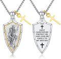 wholesale 925 Sterling Silver Saint Michael Shield Cross Pendant Necklace for Men Religious s-0-0
