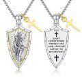 wholesale 925 Sterling Silver Saint Christopher Shield Pendant Necklace With Cross Charm-0-0