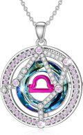 wholesale TOUPOP Valentine's Day Gifts For Her Zodiac Necklace For Women Sterling Silver Constellation Pendant With Circle Crystal Horoscope Sign Astrology Birthstone Birthday Jewelry Gifts For Women Her Mom -0-0