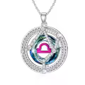 TOUPOP Sterling Silver Crystal Zodiac Necklace Constellation Pendant-0-0