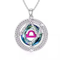 TOUPOP Sterling Silver Crystal Zodiac Necklace Constellation Pendant-undefined